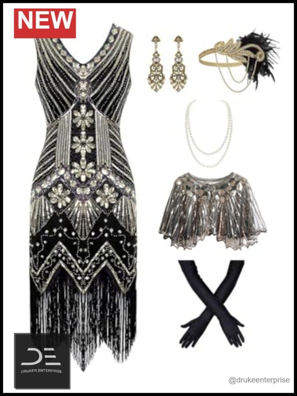 Plus Size Sequin Flapper Dress with Fringe Tassels and Cold Shoulder